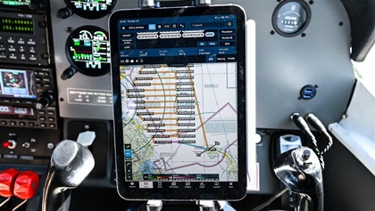 The crew uses iPads and a Garmin aera 760 to ensure flights are precisely flown.