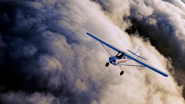 Cub flying over a cloud layer
