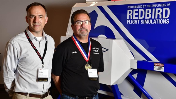 National Best CFI and Regional Best CFI - Midwest Mike Biewenga (l) and Regional Best Flight School – Midwest Blue Skies Flying Services & Pilot Shop, owner/president Mike Carzoli (r)
