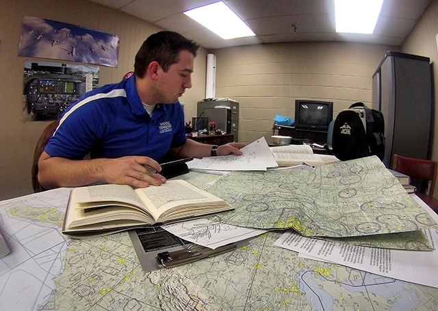 Middle Tennessee State University honors student Collin McDonald works on the logistics for his 4,000-mile recreation of Cal Rodgers' historical 1911 Vin Fiz cross country flight. Photos courtesy of Collin McDonald.