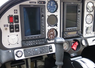 This glass cockpit is an option on the Tecnam P2008TC.