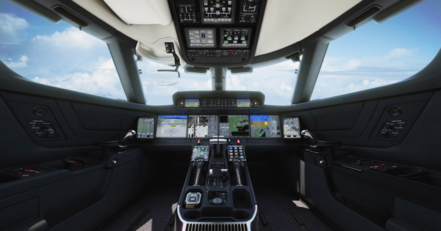 The Honeywell Symmetry Flight Deck is based on Honeywell’s Epic platform. Photo courtesy Gulfstream Aerospace Corporation.