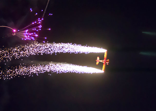 Gene Soucy performs in the night show at EAA AirVenture 2012. File photo.